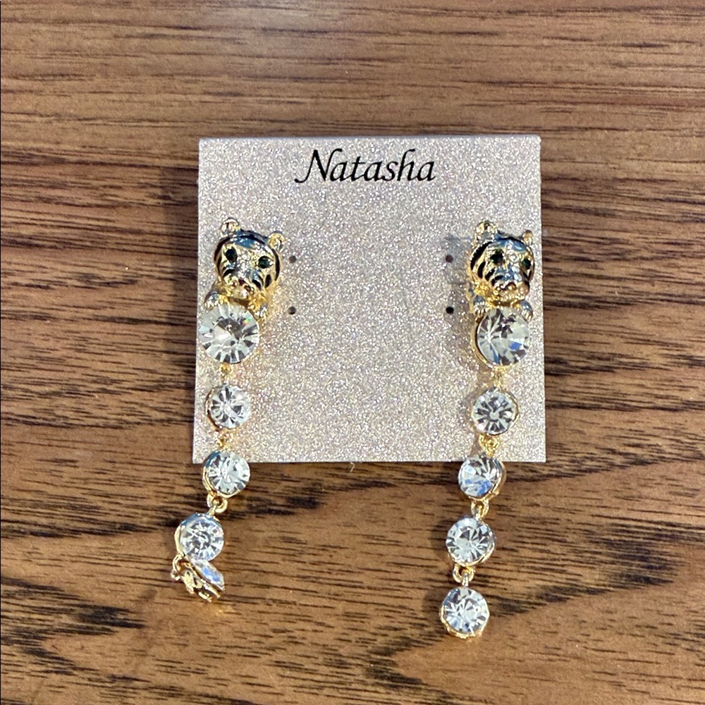 Natasha Couture Gold and Silver Dangle Earrings